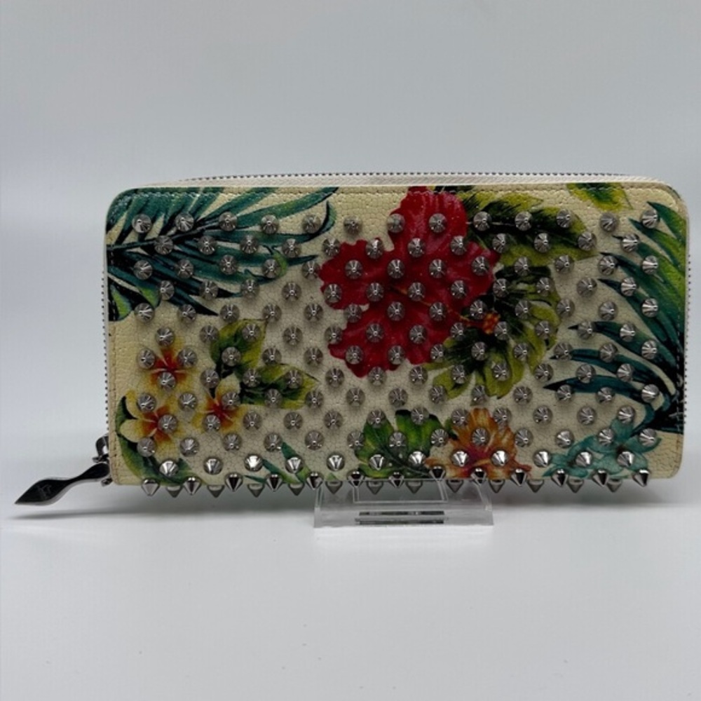 Christian Louboutin Panettone Spiked Floral Leather Wallet